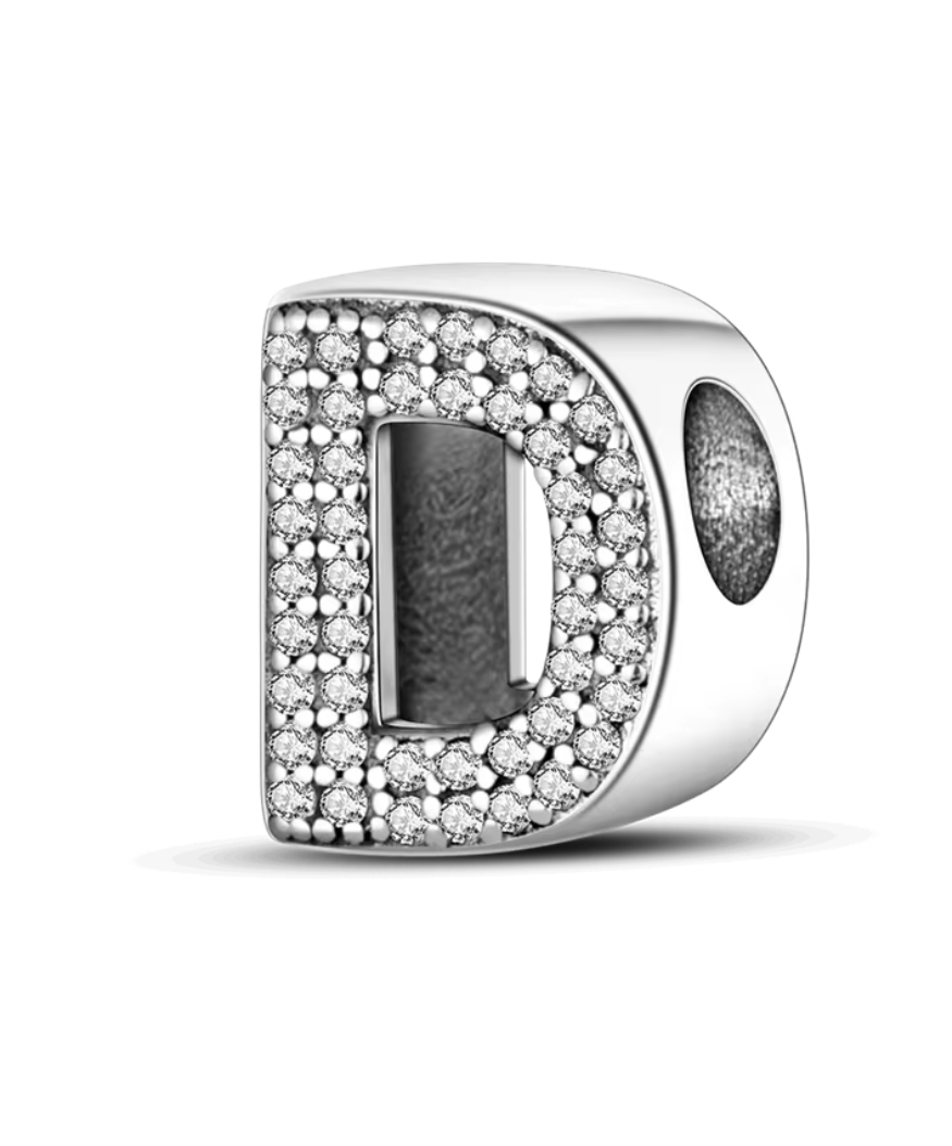 Charms Sterlingsilber 925 - Buchstaben - D - 925er Sterlingsilber mit funkelnden Zirkonia