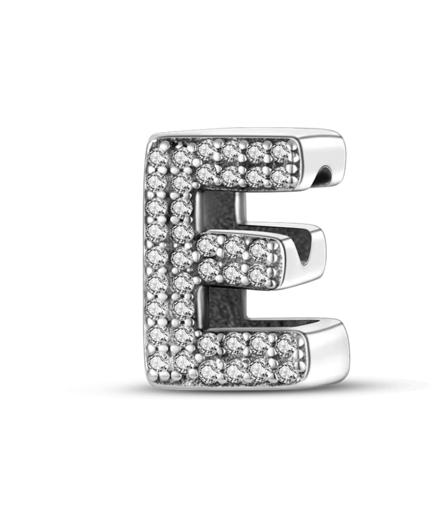 Charms Sterlingsilber 925 - Buchstaben - E - 925er Sterlingsilber mit funkelnden Zirkonia