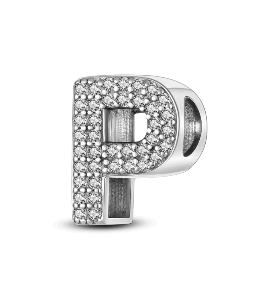 Charms Sterlingsilber 925 - Buchstaben - P - 925er Sterlingsilber mit funkelnden Zirkonia