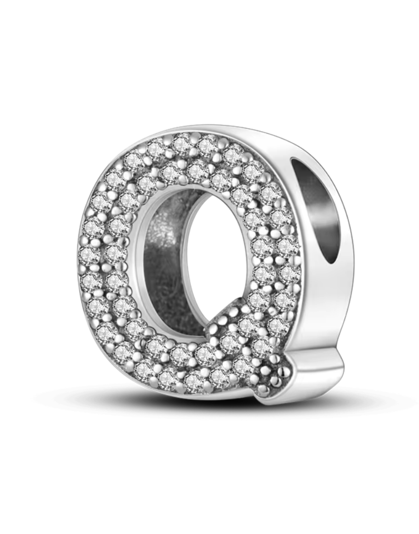 Charms Sterlingsilber 925 - Buchstaben - Q - 925er Sterlingsilber mit funkelnden Zirkonia
