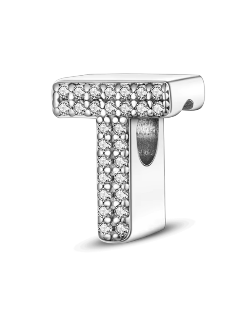 Charms Sterlingsilber 925 - Buchstaben - T - 925er Sterlingsilber mit funkelnden Zirkonia