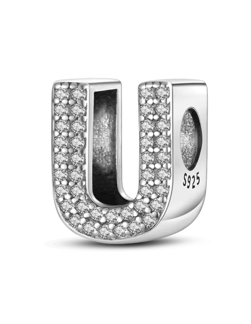 Charms Sterlingsilber 925 - Buchstaben - U - 925er Sterlingsilber mit funkelnden Zirkonia