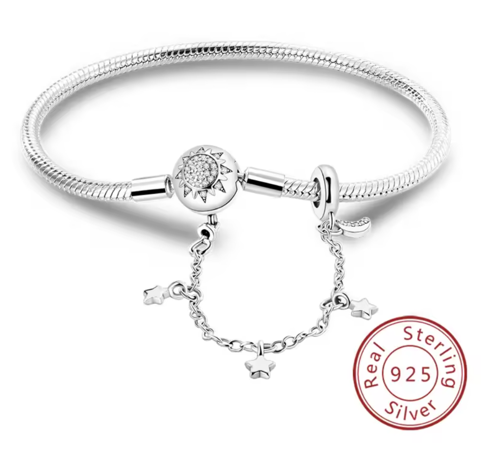 Armband Sterlingsilber 925 - Sonnenzauber & Sternenglanz – Funkelndes Himmelsmotiv