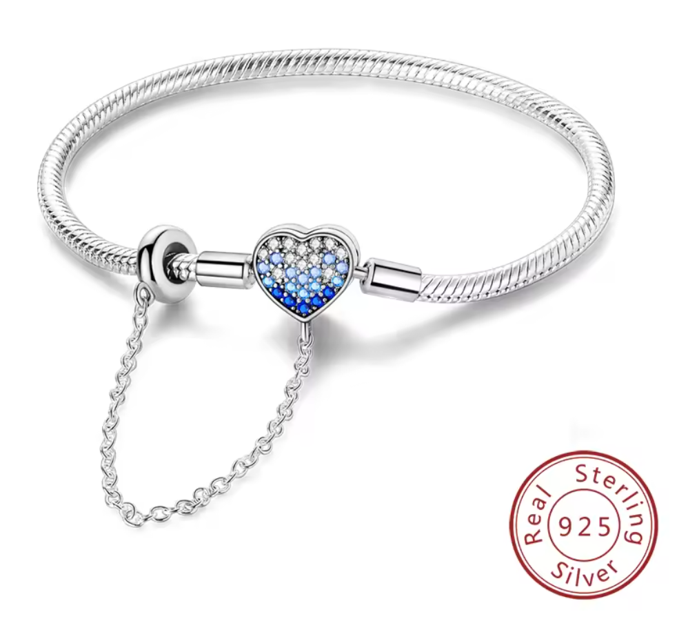 Armband Sterlingsilber 925 - Herz der Ozeane – mit blauen & weißen Zirkonia