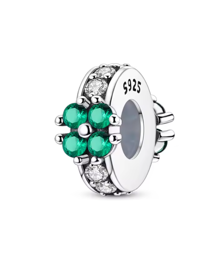 Charm „Smaragdglanz“ – Grüner Zirkonia & Weißsteine in 925er Sterlingsilber