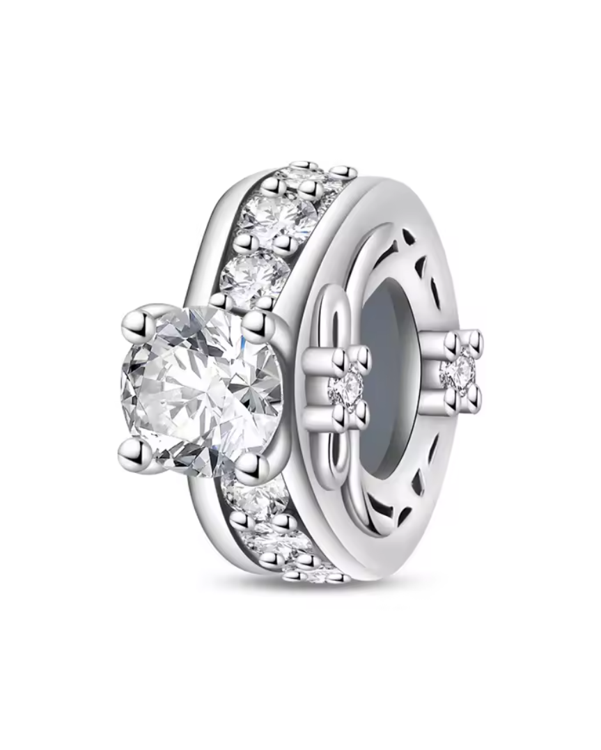 Charm Anhänger „Strahlende Eleganz“ aus 925er Sterlingsilber – Mit großem Zirkonia & Pavé-Besatz