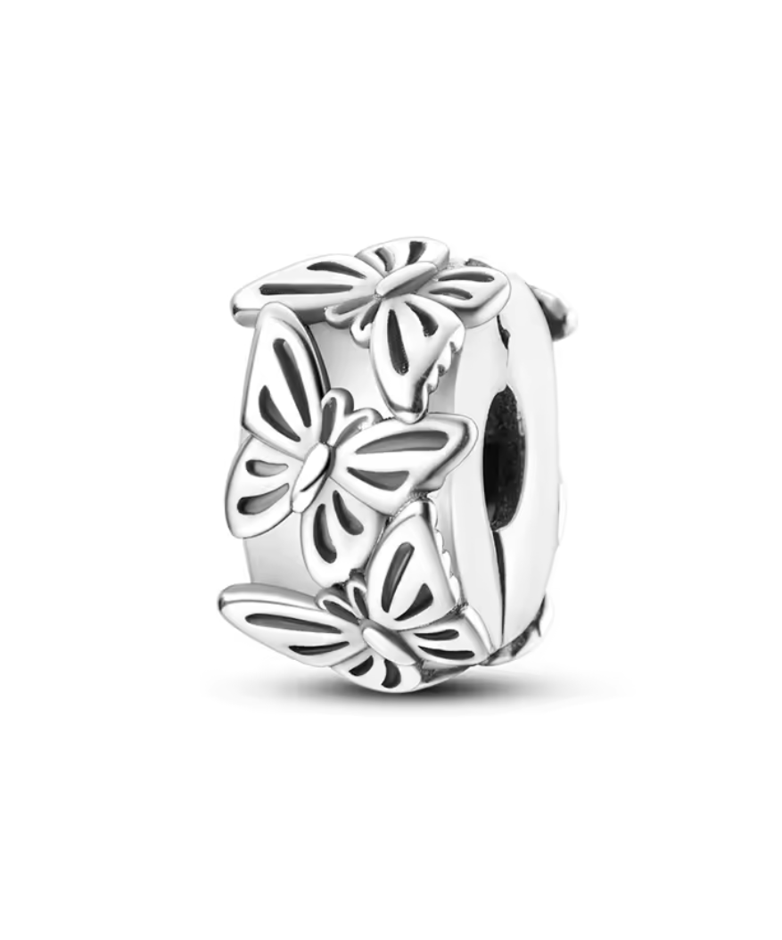 Charm Anhänger „Schmetterlingszauber“ – 925er Sterlingsilber Clip Charm mit Schmetterlingsmotiv