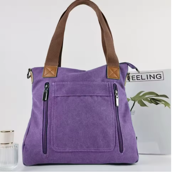 Damen Canvas Umhängetasche 27x16,5x10 cm – Große Handtasche mit viel Stauraum, Schulter- & Crossbody Bag, lässige Freizeittasche, verschiedene Modelle & Farben