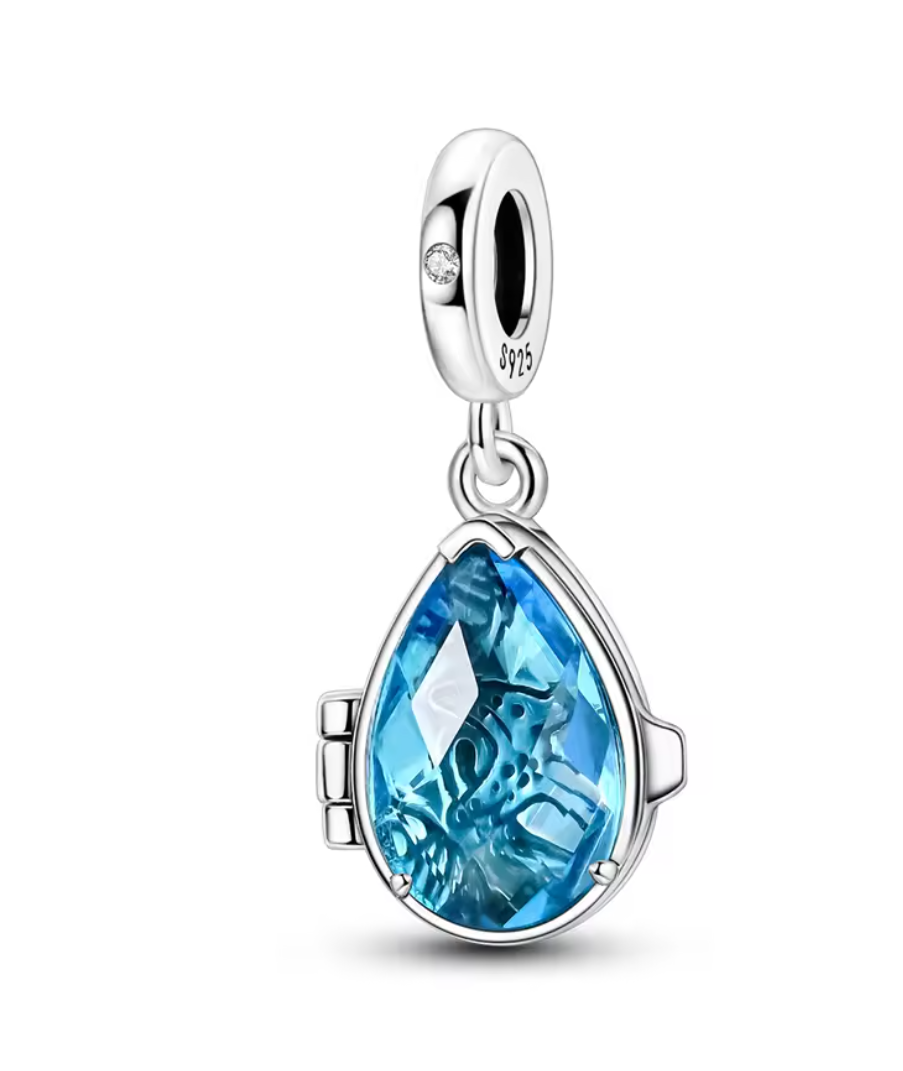 Charms Sterlingsilber 925 - Ozean - Tropfen-Kristall Ozeanblau