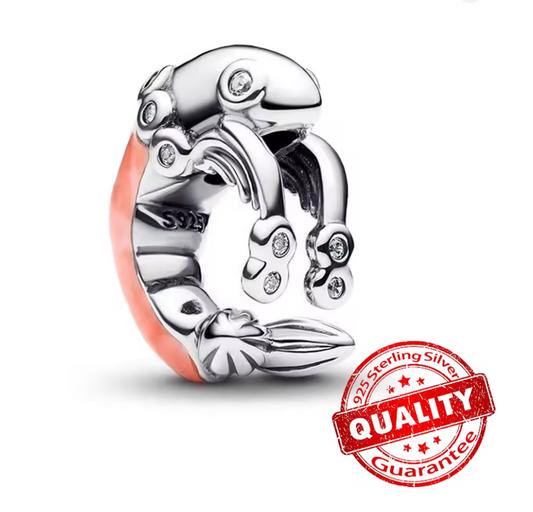 Charms Sterlingsilber 925 - Papageienliebe - 925er Sterlingsilber mit Zirkonia & Emaille