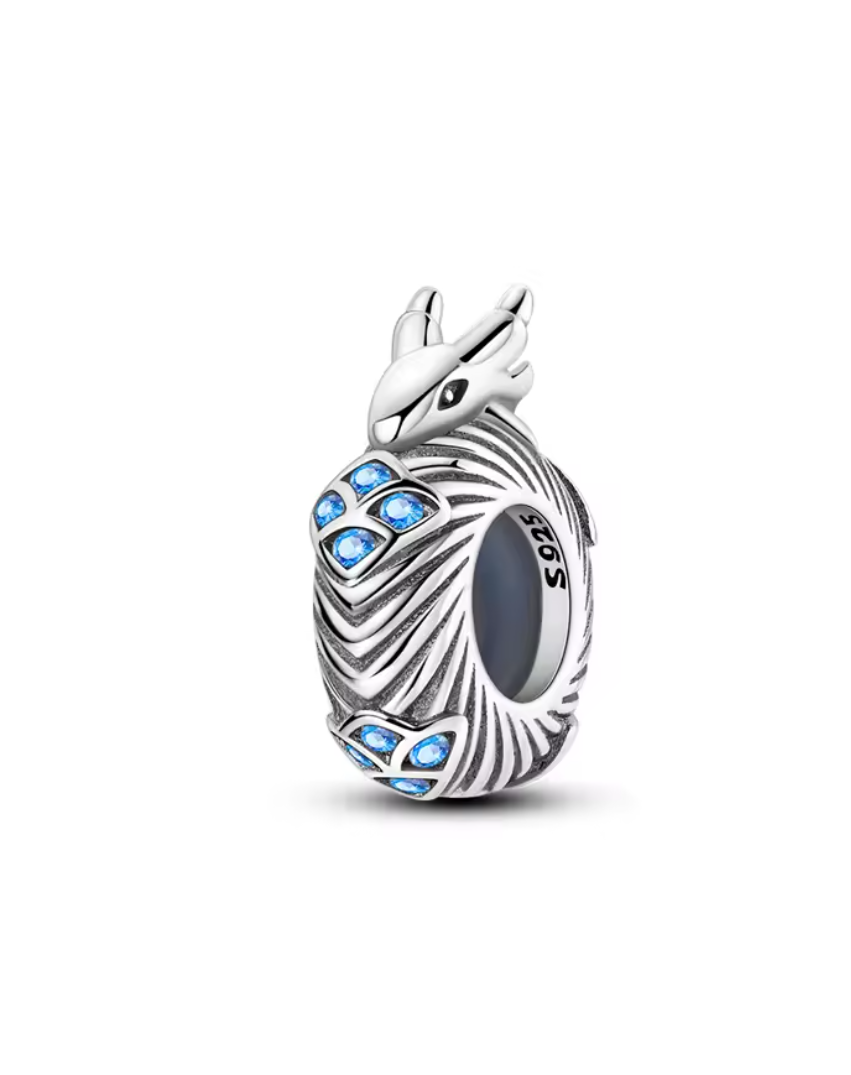 Charms Sterlingsilber 925 - Eisdrache - 925er Sterlingsilber mit blauen Kristallen