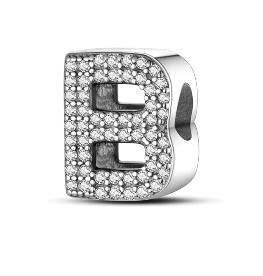 Charms Sterlingsilber 925 - Buchstaben - B - 925er Sterlingsilber mit Zirkonia