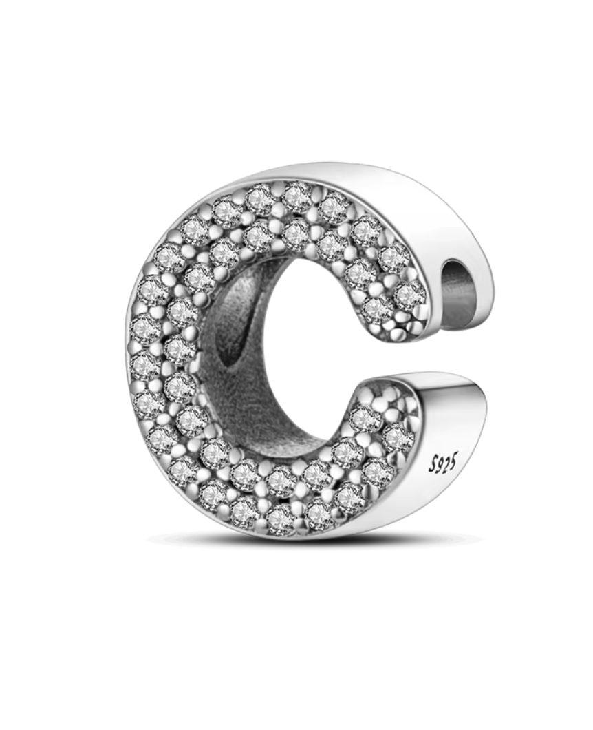 Charms Sterlingsilber 925 - Buchstaben - C - 925er Sterlingsilber mit funkelnden Zirkonia