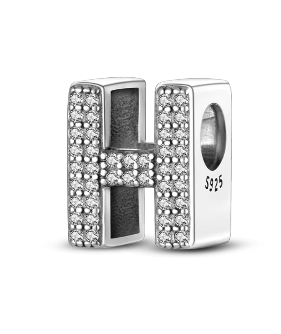 Charms Sterlingsilber 925 - Buchstaben - H - 925er Sterlingsilber mit funkelnden Zirkonia