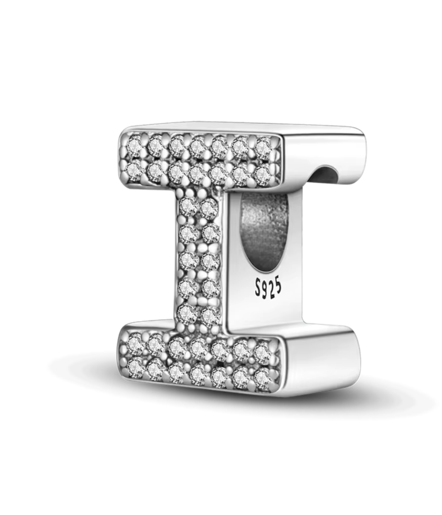 Charms Sterlingsilber 925 - Buchstaben - I - 925er Sterlingsilber mit funkelnden Zirkonia