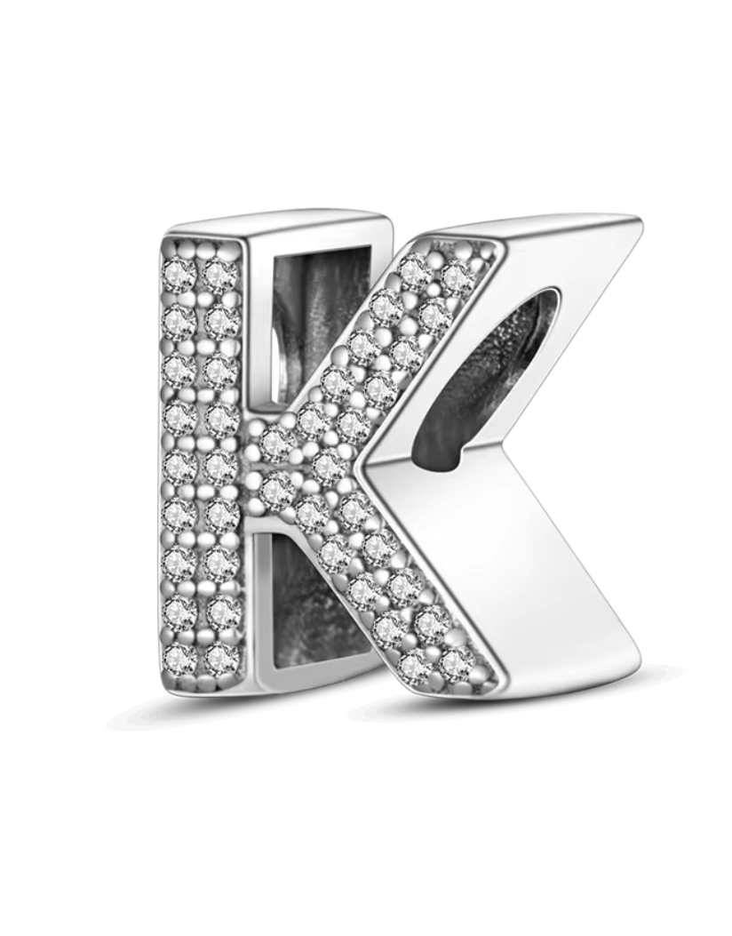 Charms Sterlingsilber 925 - Buchstaben - K - 925er Sterlingsilber mit funkelnden Zirkonia