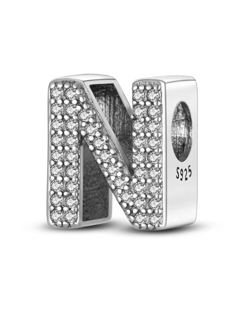 Charms Sterlingsilber 925 - Buchstaben - N - 925er Sterlingsilber mit funkelnden Zirkonia