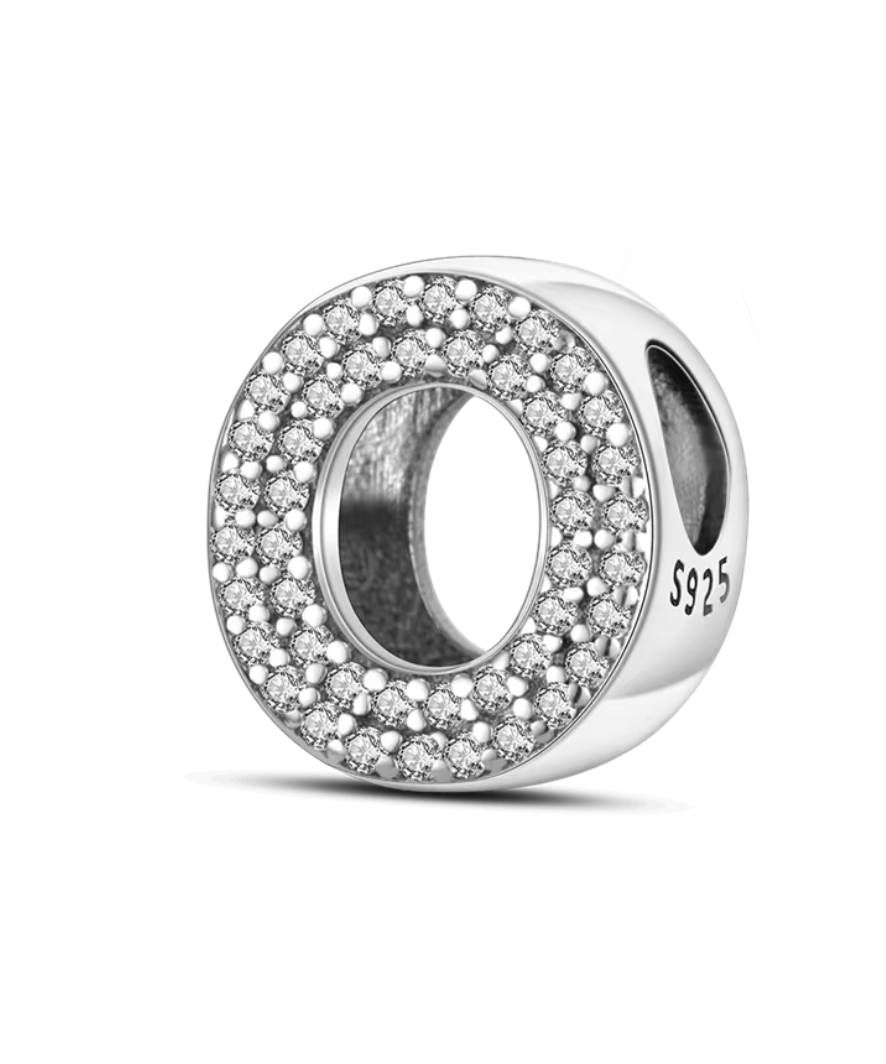Charms Sterlingsilber 925 - Buchstaben - O - 925er Sterlingsilber mit funkelnden Zirkonia