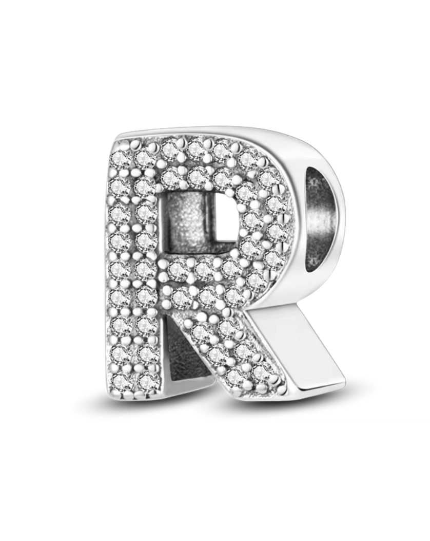 Charms Sterlingsilber 925 - Buchstaben - R - 925er Sterlingsilber mit funkelnden Zirkonia