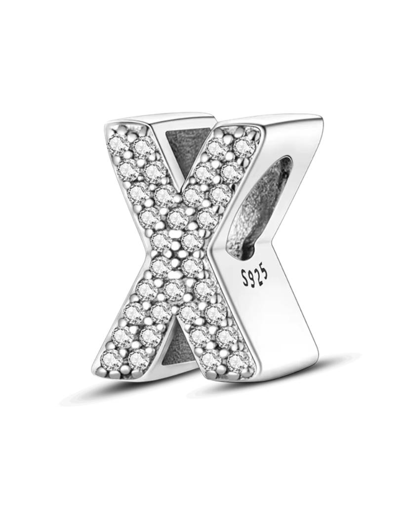 Charms Sterlingsilber 925 - Buchstaben - X - 925er Sterlingsilber mit funkelnden Zirkonia