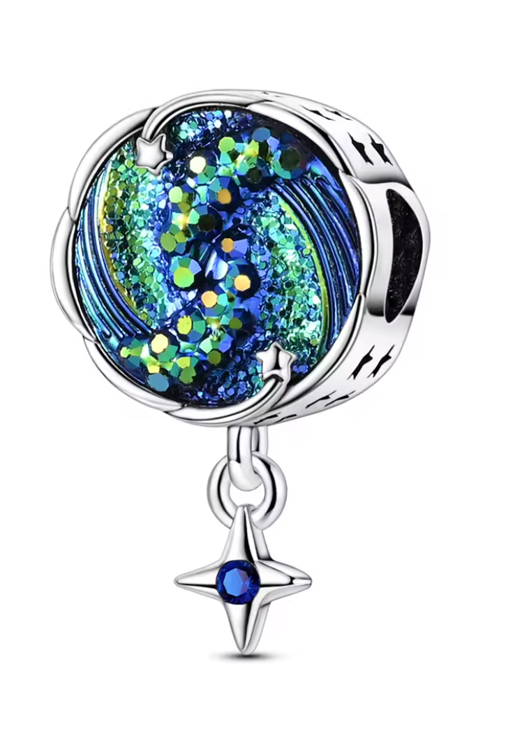 Charms Sterlingsilber 925 - Galaktischer Traum - 925er Sterlingsilber mit funkelndem Sternenhimmel