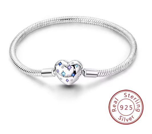 Armband Sterlingsilber 925 - Galaktisches Herz – 925er Sterlingsilber mit funkelnden Sternen
