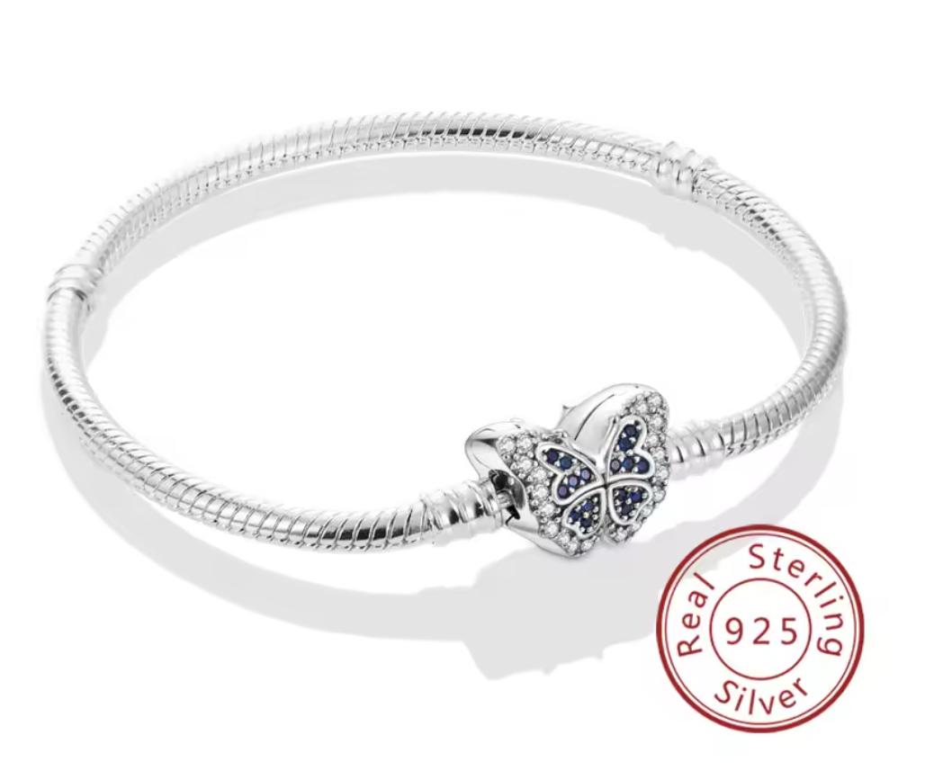 Armband Sterlingsilber 925 - Schmetterlingszauber – 925er Sterlingsilber mit blauen Zirkonia