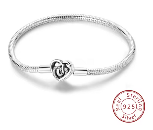 Armband Sterlingsilber 925 - Verschlungene Herzen – 925er Sterlingsilber mit Zirkonia-Akzent