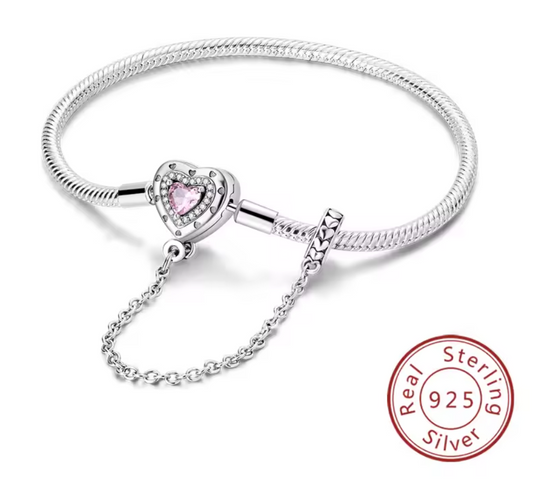 Armband Sterlingsilber 925 - Rosa Liebe – 925er Sterlingsilber mit Sicherheitskette