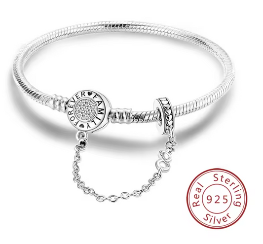 Armband Sterlingsilber 925 - Forever Family mit Sicherheitskette – Symbol der Verbundenheit