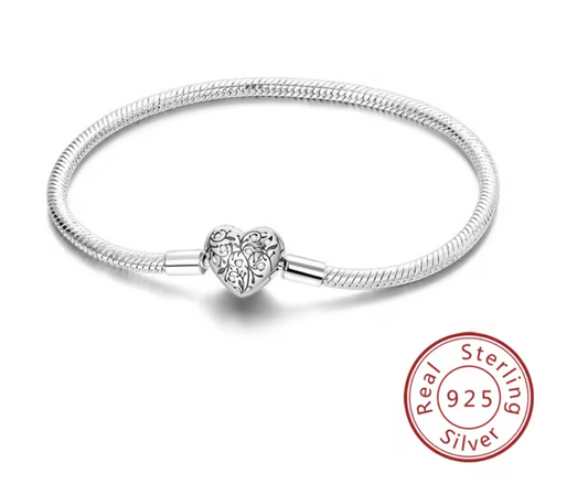 Armband Sterlingsilber 925 - Herz der Liebe – Filigrane Gravur & zeitlose Eleganz