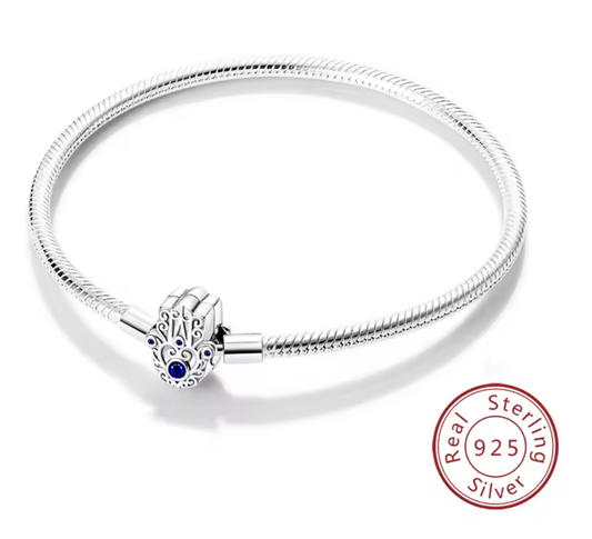 Armband Sterlingsilber 925 - Hamsa Schutzhand – Blaues Auge als Glückssymbol