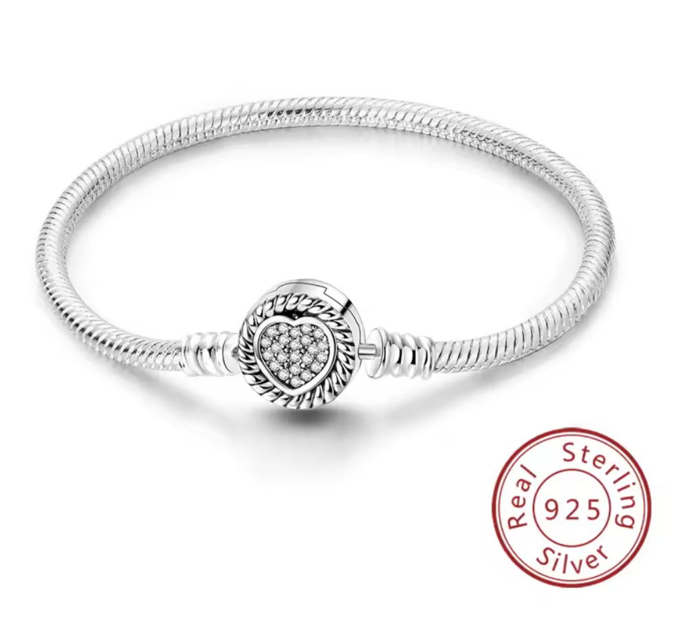 Armband Sterlingsilber 925 - Herzensglanz – mit funkelndem Herzverschluss