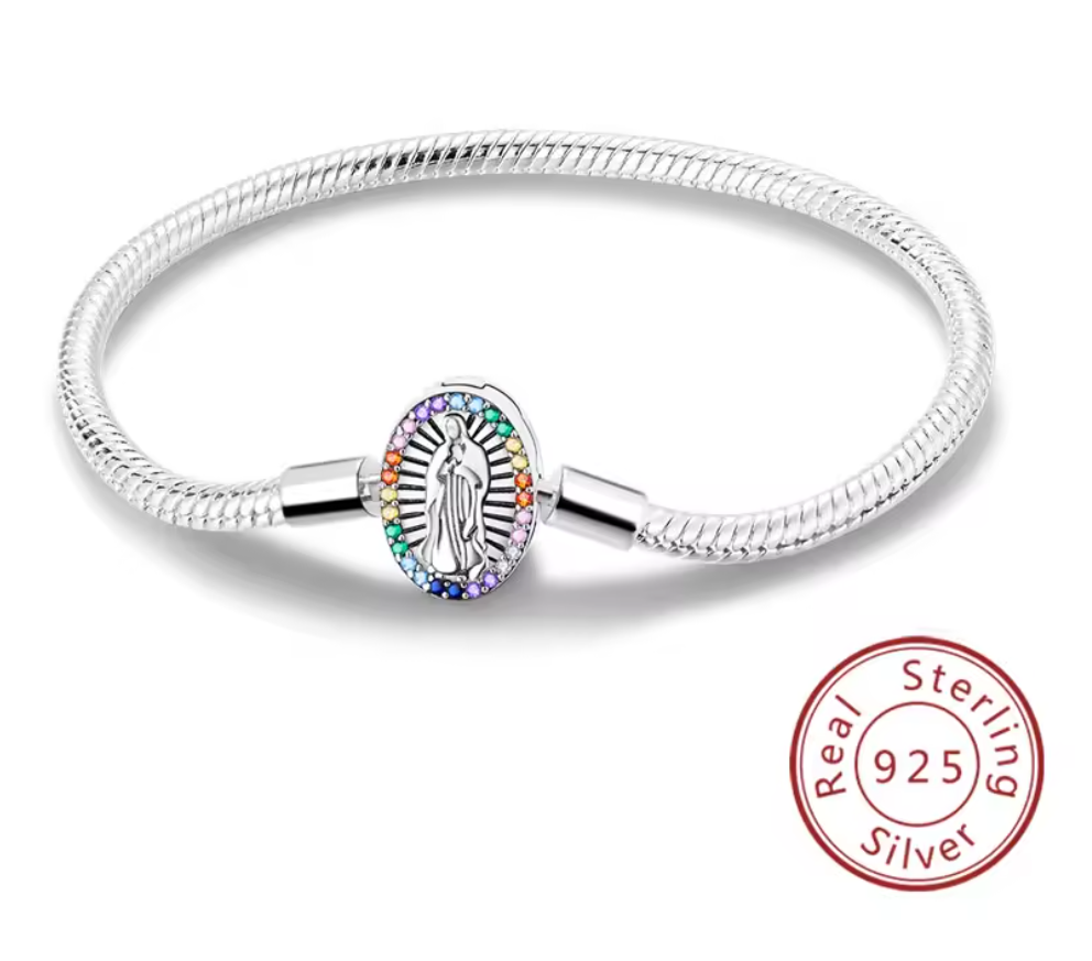 Armband Sterlingsilber 925 - Schutz & Segen – mit bunter Heiligen-Medaille