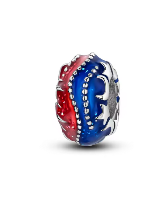 Charm Anhänger "Stars & Stripes" aus 925er Sterlingsilber – Rot-Blau-Glitzer mit Sternenmotiv