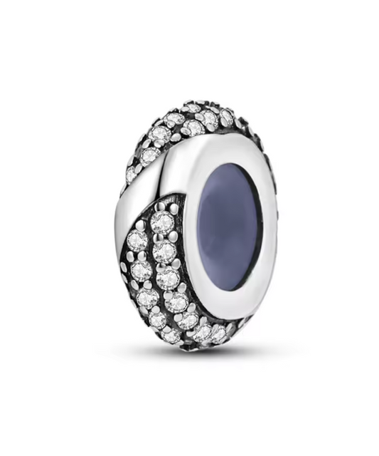 Charm Anhänger "Elegante Wellen" aus 925er Sterlingsilber – Pavé-Design mit funkelnden Zirkonia