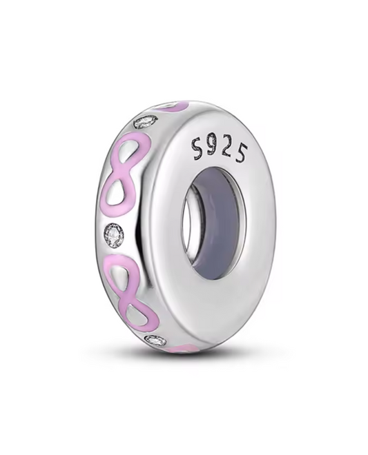 Charm Anhänger „Unendliche Liebe“ mit rosa Unendlichkeitszeichen – 925er Sterlingsilber & Zirkonia