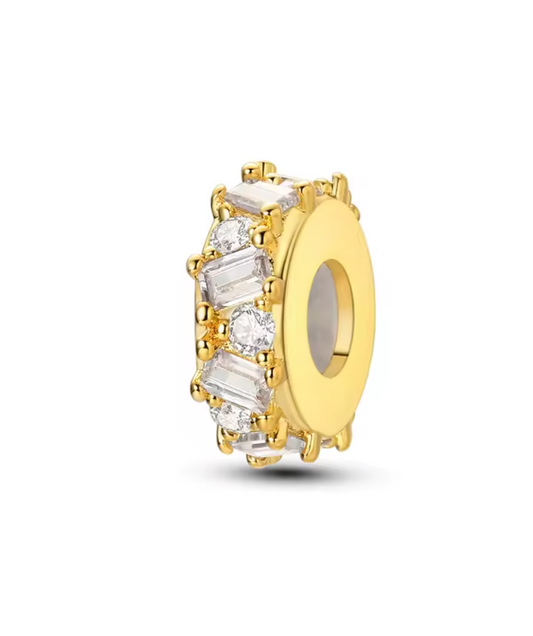 Charm "Goldene Eleganz" – 925er Sterling Silber Anhänger mit Zirkonia & Goldplattierung