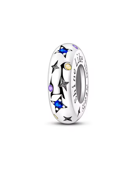 Charm „Shine Like the Stars“ – 925 Sterling Silber mit bunten Zirkonia & Gravur