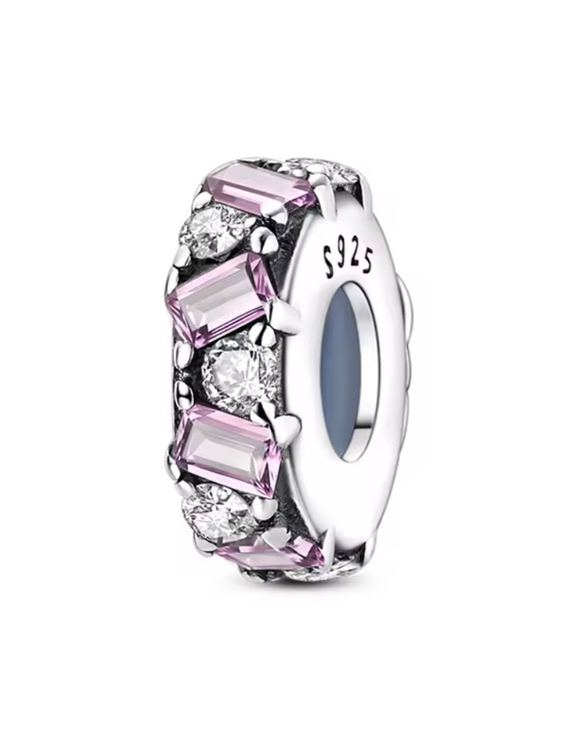Charm Anhänger „Zartes Funkeln“ – 925er Sterlingsilber mit rosa und weißen Kristallen