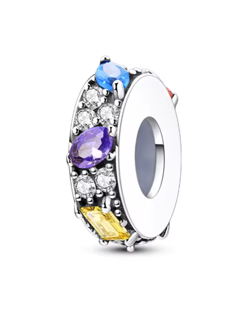 Charm Anhänger „Regenbogen-Eleganz“ aus 925er Sterlingsilber – Bunte Edelsteine & Zirkonia-Glanz