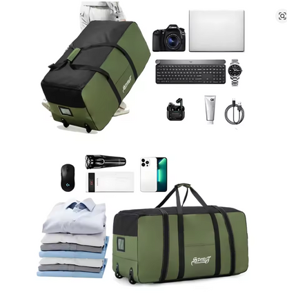 Outdoor Reisetasche mit Rollen 80x40 cm – Extra große Camping Aufbewahrungsbox, faltbar, großes Volumen, Picknick & Zelt Zubehör Tasche, robuste Travel Bag, 4 Farben