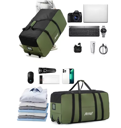 Outdoor Reisetasche mit Rollen 80x40 cm – Extra große Camping Aufbewahrungsbox, faltbar, großes Volumen, Picknick & Zelt Zubehör Tasche, robuste Travel Bag, 4 Farben