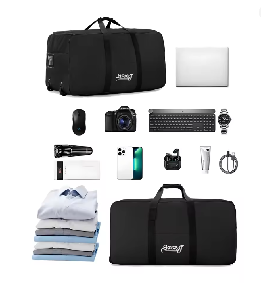 Outdoor Reisetasche mit Rollen 80x40 cm – Extra große Camping Aufbewahrungsbox, faltbar, großes Volumen, Picknick & Zelt Zubehör Tasche, robuste Travel Bag, 4 Farben