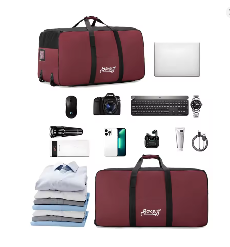 Outdoor Reisetasche mit Rollen 80x40 cm – Extra große Camping Aufbewahrungsbox, faltbar, großes Volumen, Picknick & Zelt Zubehör Tasche, robuste Travel Bag, 4 Farben