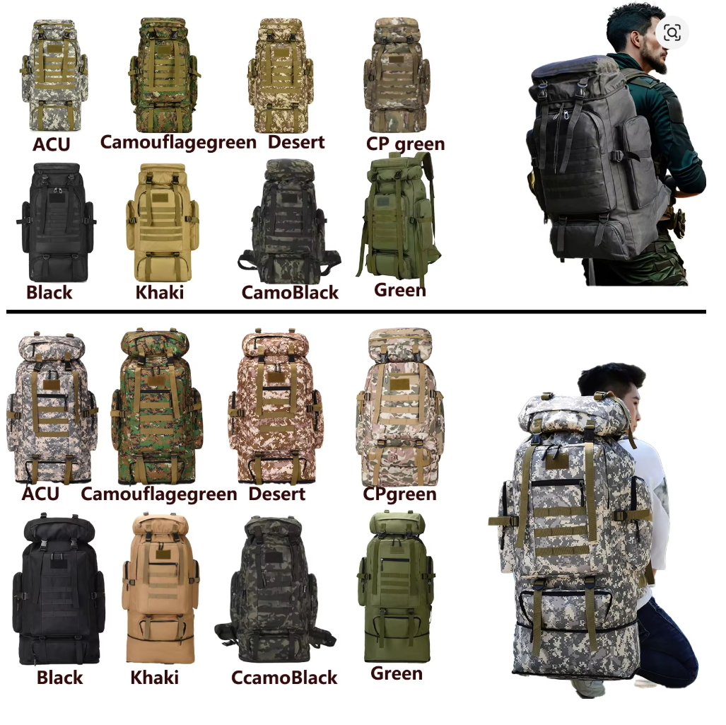 80L Outdoor Rucksack 70x33x19 cm – Taktischer Trekkingrucksack, großer Bergsteiger Rucksack, Wandern, Camping & Reisen, robust & wasserabweisend