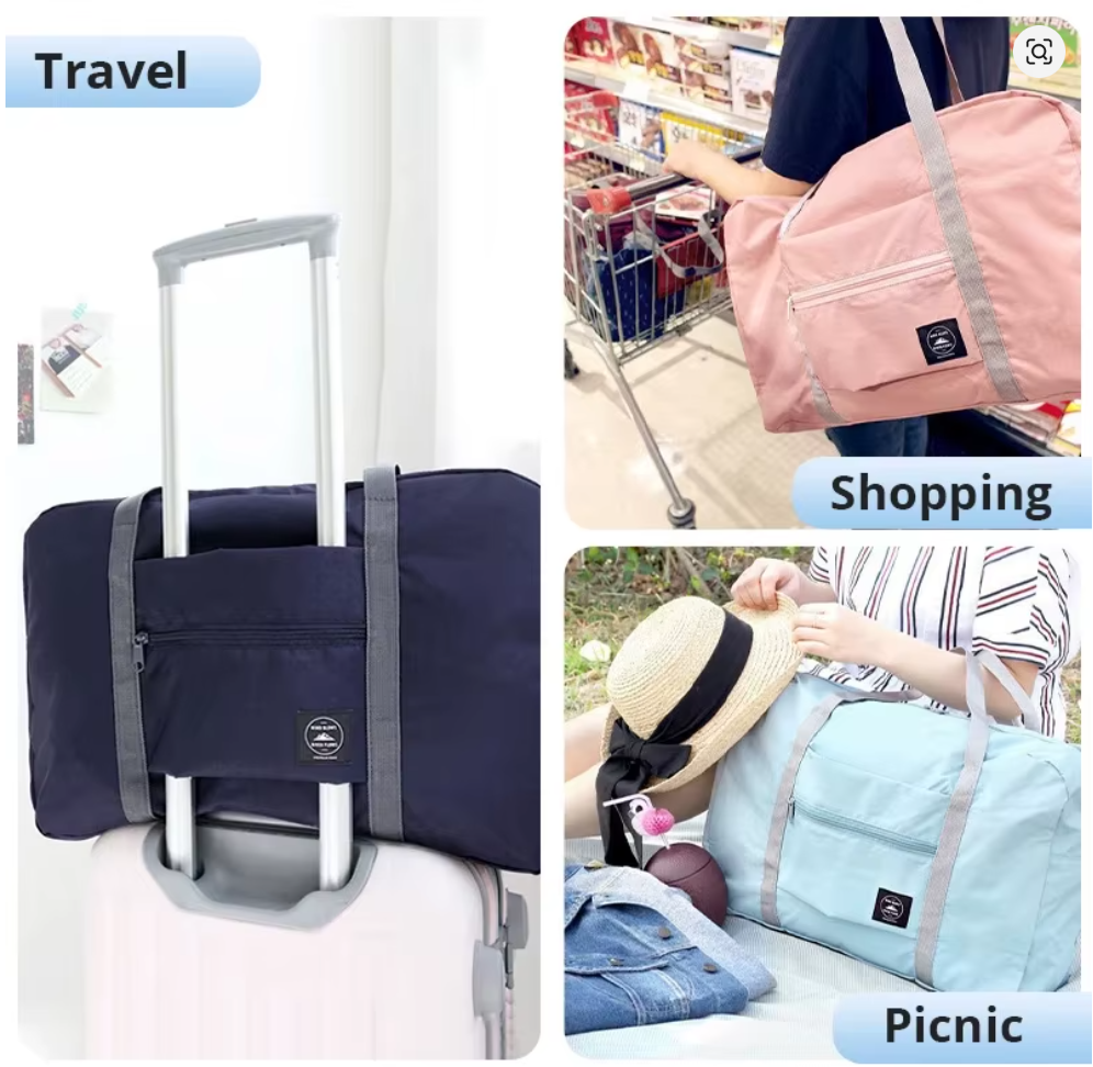 Faltbare Reisetasche 42x28x13 cm – Leichte Reise-Aufbewahrungstasche, Handgepäck & Bordtasche, große Kapazität, Picknick & Umzugstasche, platzsparend, 5 Farben