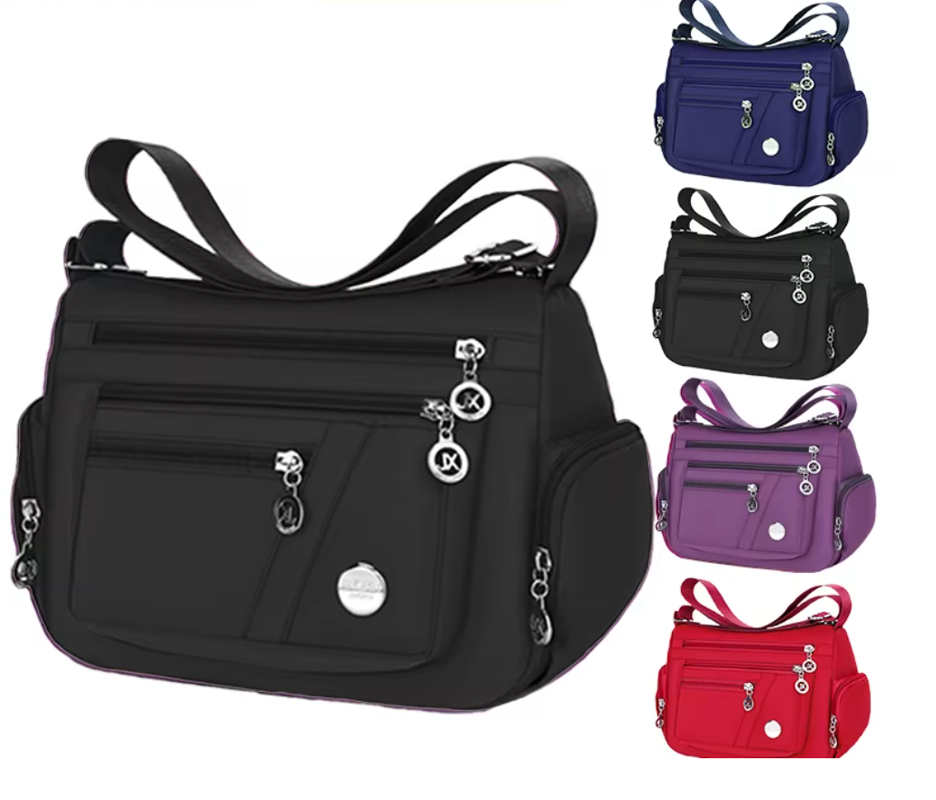 Damen Umhängetasche 25x19x10 cm – Nylon Handtasche aus Oxford-Stoff, leicht & robust, Schultertasche mit mehreren Fächern, Freizeit & Reisetasche, verschiedene Farben