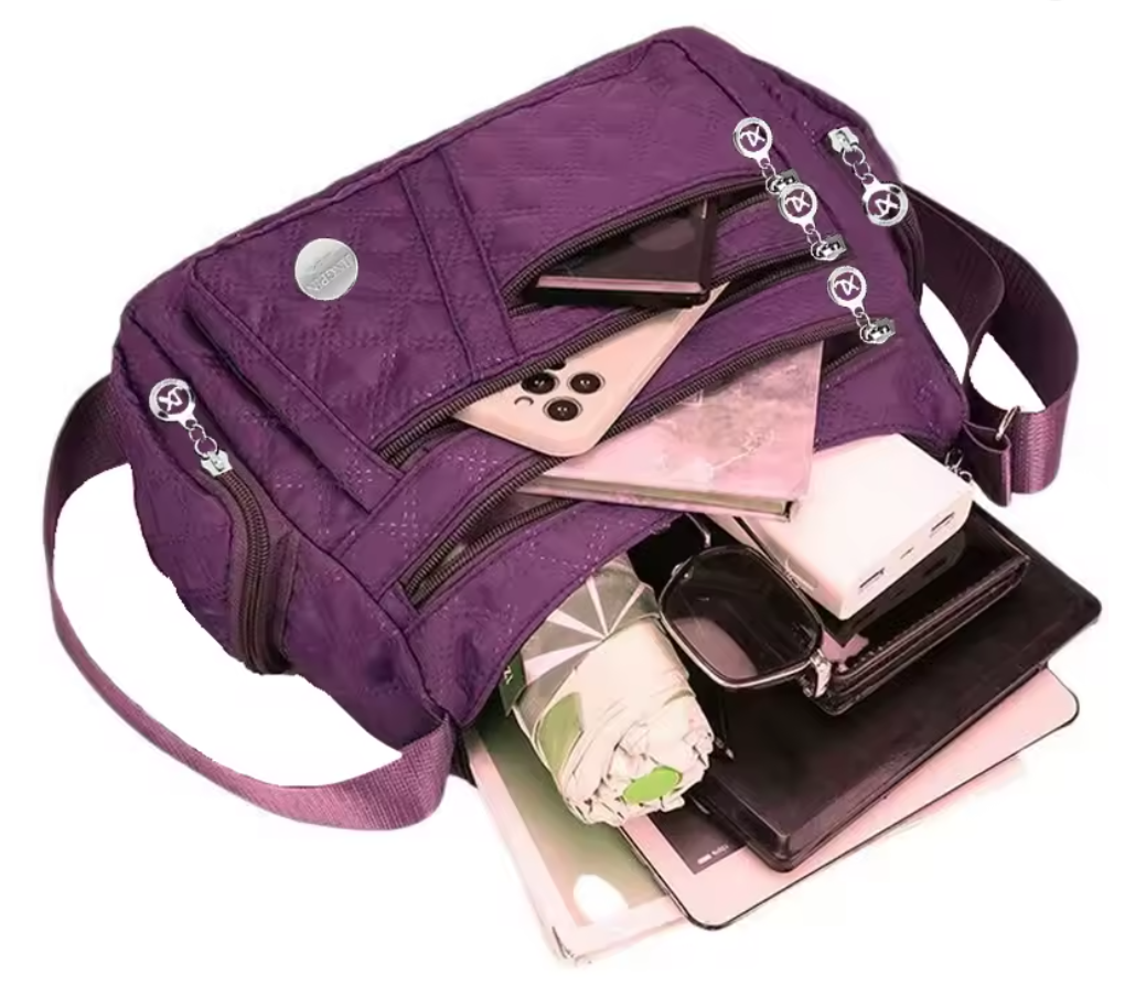 Damen Umhängetasche 25x19x10 cm – Nylon Handtasche aus Oxford-Stoff, leicht & robust, Schultertasche mit mehreren Fächern, Freizeit & Reisetasche, verschiedene Farben