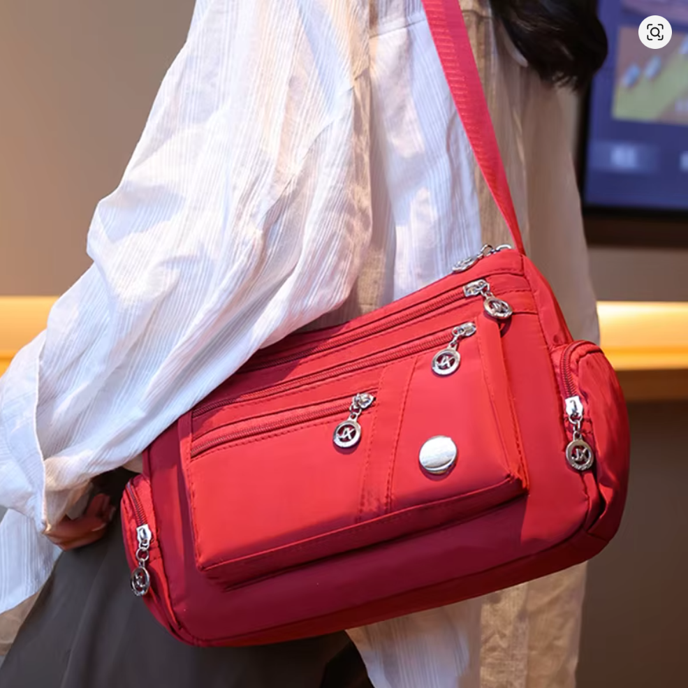 Damen Umhängetasche 25x19x10 cm – Nylon Handtasche aus Oxford-Stoff, leicht & robust, Schultertasche mit mehreren Fächern, Freizeit & Reisetasche, verschiedene Farben